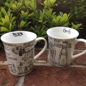 Pluto and Goofy black/white sketch mugs